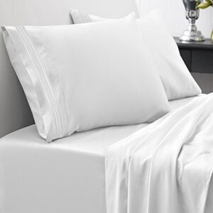 Queen Size Bed Sheets - Breathable Luxury Sheets with Full Elastic & Secure Corner Straps Built In - 1800 Supreme Collection Extra Soft Deep Pocket Bedding Set, Sheet Set, Queen, White