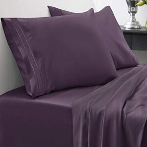 King Size Sheets - Breathable Luxury Bed Sheets with Full Elastic & Secure Corner Straps Built In - 1800 Supreme Collection Extra Soft Deep Pocket Bedding Set, Sheet Set, King, Purple