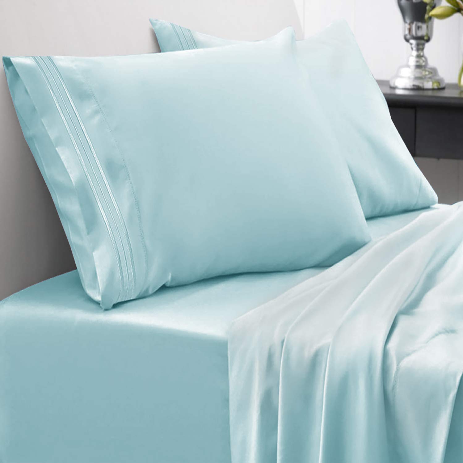 Full Size Sheet Sets - Breathable Luxury Sheets with Full Elastic & Secure Corner Straps Built In - 1800 Supreme Collection Extra Soft Deep Pocket Bedding Set, Sheet Set, Full, Light Blue