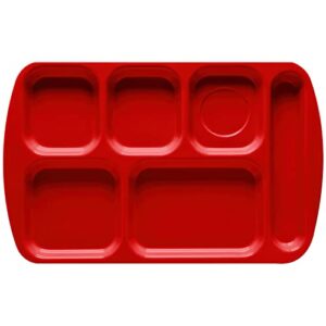 g.e.t. tr-151-r 15.5" x 10" 6-compartment tray (qty, 12), melamine, red (pack of 12)