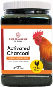 2qts large bird 100% virgin coconut shell granular activated charcoal - not from china - for health, digestion, feed supplement, scratch for poultry, pigeons, parrots, turkeys, chickens and more
