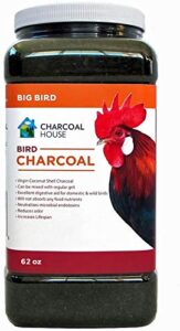 1 gallon jar large bird granular activated charcoal 100% virgin coconut shell - not from china- for health, odor control, digestion, scratch, for chickens, pigeons, parrots, turkeys, and more