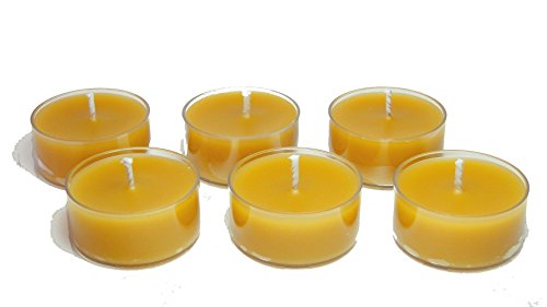 100% Pure Raw Beeswax Tea Lights Candles Organic Hand Made (Set of 6)