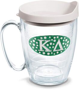 tervis sorority - kappa delta tumbler with emblem and white lid 16oz mug, clear