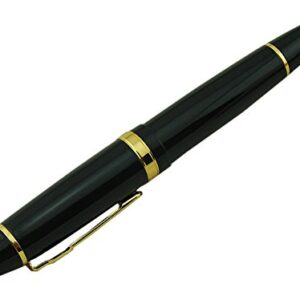 Jinhao 159 Fountain Pen Medium Black Lacquer Gold Trim Big Heavy with Pen Pouch & Refill Ink Converter Business Signature Collection Pen