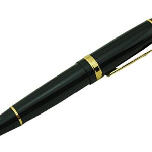 Jinhao 159 Fountain Pen Medium Black Lacquer Gold Trim Big Heavy with Pen Pouch & Refill Ink Converter Business Signature Collection Pen