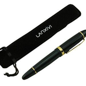 Jinhao 159 Fountain Pen Medium Black Lacquer Gold Trim Big Heavy with Pen Pouch & Refill Ink Converter Business Signature Collection Pen