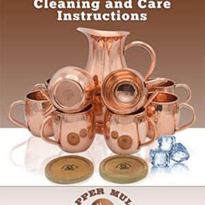 Copper Mules Moscow Mule PURE Copper Mug Handcrafted of 100% Pure THICK Copper - Straight Smooth Finish - RAW Copper Interior - Authentic and Strong Riveted Handle - Holds 16 ounces