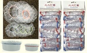alazco pack of 20 reusable elastic bowl covers clear plastic 10 large (up to 13") & 10 small (up to 10") bowl/plate dish food storage picnic leftovers