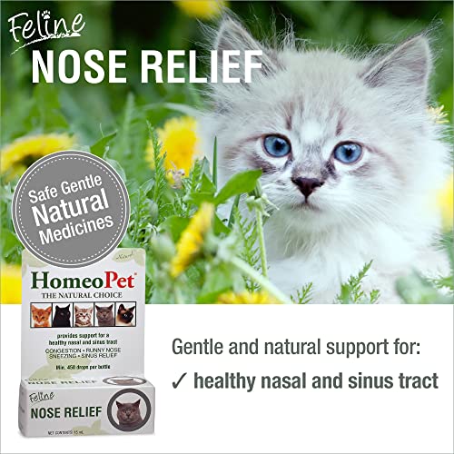 HomeoPet Feline Nose Relief Natural Pet Medicine, Nasal and Sinus-Tract Support for Cats of All Ages, 15 Milliliters