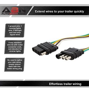 ABN Trailer Wire Extension, 1ft, 4-Way 4-Pin Plug Flat 20 Gauge – Hitch Light Trailer Wiring Harness Extender