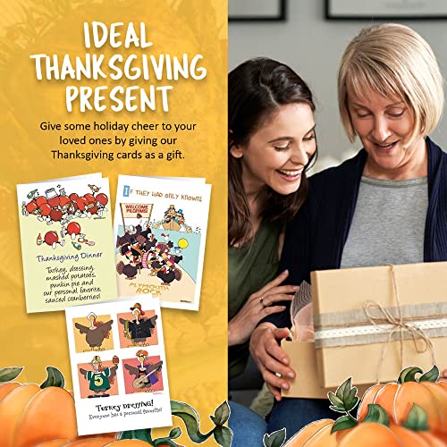 Stonehouse Collection Thanksgiving Cards (Variety Pack) - Set of 18 Boxed Cards & 19 White Envelopes, 5x7 Folded Greeting Card with 6 Unique Designs, Funny Thanksgiving Cards for Family and Friends