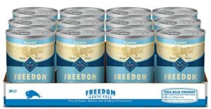 blue buffalo freedom grain free natural puppy wet dog food, chicken 12.5oz cans (pack of 12)