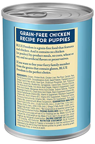 Blue Buffalo Freedom Grain Free Natural Puppy Wet Dog Food, Chicken 12.5oz cans (Pack of 12)