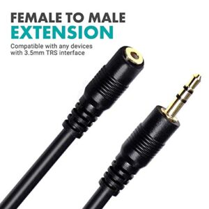 Movo MC10 3.5mm Audio Cable - 3.5mm TRS Female to Male 10ft Extension Cord for Microphones, Headphones, and More