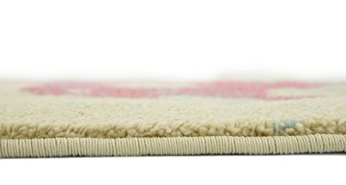 Unique Loom Estrella Collection Light Colors, Abstract, Modern, Vibrant Area Rug, 5 ft x 8 ft, Pink/Ivory