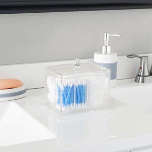 Home Basics Cotton Ball And Cotton Swab Holder With Cosmetic Pad Organizer, One Piece Lid, Q-tip Stand, Clear