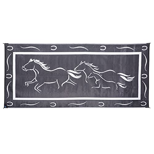 Stylish Camping GH8111 Black/White 8-Feet x11-Feet Galloping Horses Mat