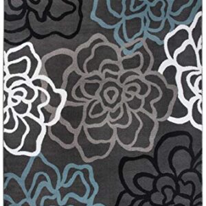 Rugshop Contemporary Modern Floral Abstract Flowers Easy Maintenance for Home Office, Living Room, Bedroom, Kitchen Soft Area Rug 7'10" x 10'2" Gray