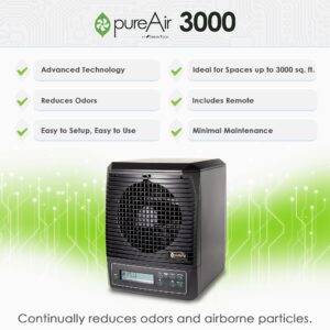 Greentech Environmental pureAir 3000 - Portable Air Purifier and Air Cleaner, Air Purifiers for Home, Office, and Bedroom, For Spaces Up to 3000 Square Feet, Neutralizes Tough Odors, Easy Set Up