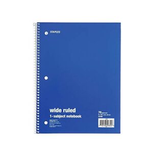 Staples Spiral Notebook 1-subject, 70-count, Wide Ruled, Assorted Colors, 6 Pack