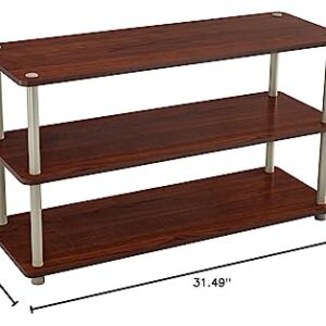 ClosetMaid 3-Tier Shelf Organizer Unit for Shoes, Accessories, Hats, Purses, Bags, in Entryway or Closet, Wood Shelves with Metal Frame, Cherry