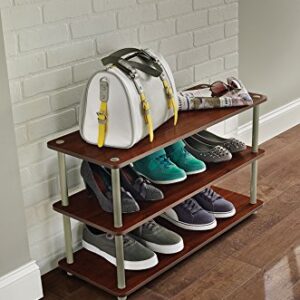 ClosetMaid 3-Tier Shelf Organizer Unit for Shoes, Accessories, Hats, Purses, Bags, in Entryway or Closet, Wood Shelves with Metal Frame, Cherry