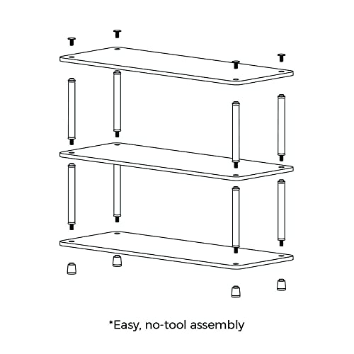 ClosetMaid 3-Tier Shelf Organizer Unit for Shoes, Accessories, Hats, Purses, Bags, in Entryway or Closet, Wood Shelves with Metal Frame, Cherry