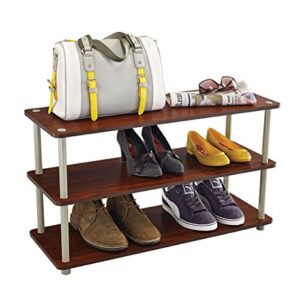 ClosetMaid 3-Tier Shelf Organizer Unit for Shoes, Accessories, Hats, Purses, Bags, in Entryway or Closet, Wood Shelves with Metal Frame, Cherry