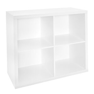 ClosetMaid 4 Cube Storage Shelf Organizer Bookshelf with Back Panel, Easy Assembly, Wood, White Finish