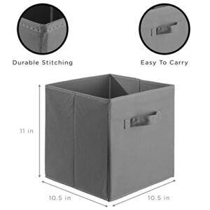 Sorbus Foldable Storage Cubes - 6 Fabric Baskets for Organizing Pantry, Closet, Shelf, Nursery, Playroom, Toy Box, Cubby - 11 Inch Dual Handle Collapsible Closet Organizers and Storage Bins (Grey)