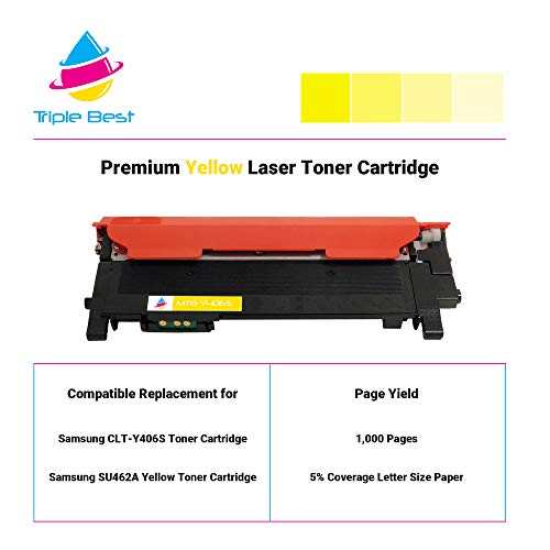 Triple Best Compatible Toner Cartridge Replacement for Samsung CLT-K406S CLT-C406S CLT-M406S CLT-Y406S CLP-365W CLX-3305FW Xpress C410W Xpress C460FW (4 Pack)