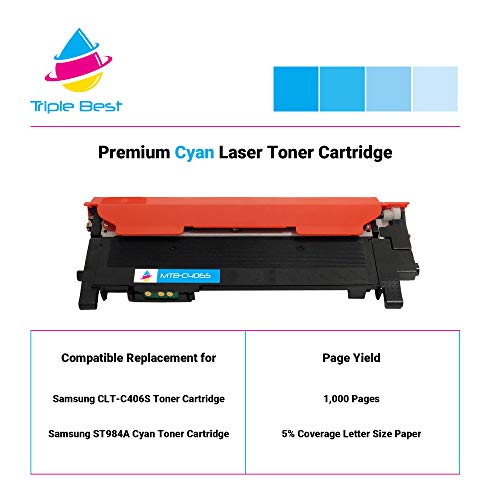 Triple Best Compatible Toner Cartridge Replacement for Samsung CLT-K406S CLT-C406S CLT-M406S CLT-Y406S CLP-365W CLX-3305FW Xpress C410W Xpress C460FW (4 Pack)