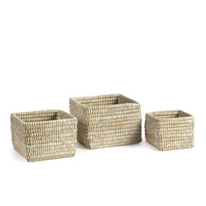 napa home & garden rivergrass small square baskets, white, set of 3