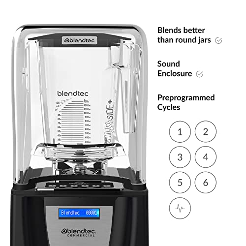 Blendtec Connoisseur 825 Blender with WildSide+ Jar (96 oz) Includes Q Series Sound Enclosure, Strongest & Quietest Commercial-Grade Power, 30 Pre-programmed Cycles, Black