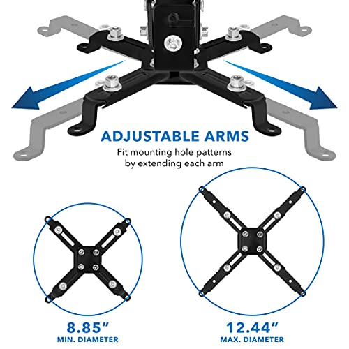 Mount-It! Wall or Ceiling Projector Mount with Universal LCD/DLP Mounting for Epson, Optoma, Benq, ViewSonic Projectors, 44lb Load Capacity, Black