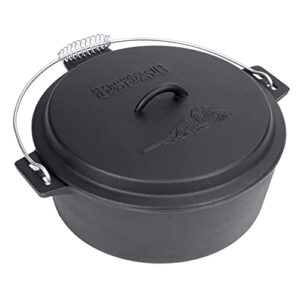 bayou classic 10-qt pre-seasoned cast iron chicken fryer features cast iron domed lid cool touch coil handle perfect for frying chicken & fish slow simmering batches of chili stew and jambalaya