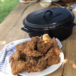 Bayou Classic 10-qt Pre-Seasoned Cast Iron Chicken Fryer Features Cast Iron Domed Lid Cool Touch Coil Handle Perfect for Frying Chicken & Fish Slow Simmering Batches of Chili Stew and Jambalaya