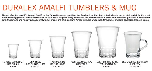 Duralex Made In France Amalfi Glass Tumbler (Set of 4), 4.62 oz, Clear