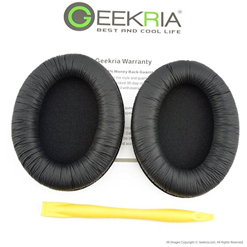 Geekria QuickFit Leatherette Replacement Ear Pads for Sennheiser HD180, HD201, HD449 Headphones Ear Cushions, Headset Earpads, Ear Cups Cover Repair Parts (Black)