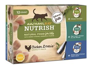 rachael ray nutrish natural wet cat food, chicken lovers variety pack, 2.8 ounce cup (pack of 12), grain free