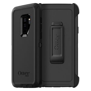otterbox samsung galaxy s9+ defender series case - black, rugged & durable, with port protection, includes holster clip kickstand