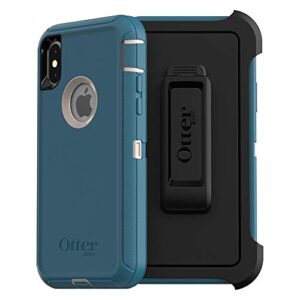 otterbox defender series screenless edition case for iphone xs & iphone x,polycarbonate shell,synthetic rubber slipcover,polycarbonate holster - retail packaging - big sur,built-in screen protector (pale beige/corsair)