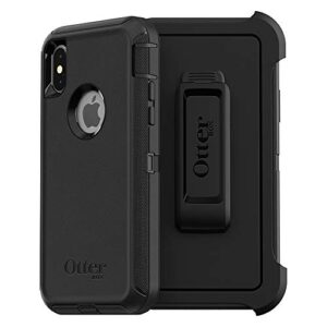 otterbox iphone xs and iphone x defender series case - black, rugged & durable, with port protection, includes holster clip kickstand