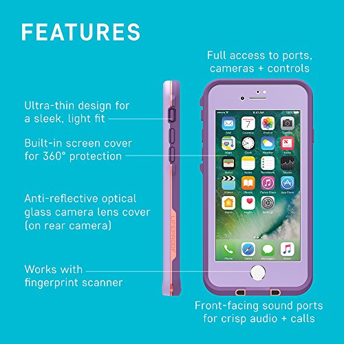 LifeProof iPhone SE (2nd gen - 2020) and iPhone 8/7 (NOT PLUS) FRĒ Series Case - NIGHT LITE (BLACK/LIME), waterproof IP68, built-in screen protector, port cover protection, snaps to MagSafe