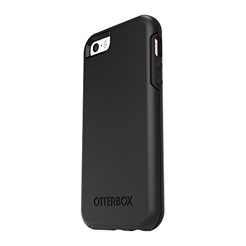 OtterBox iPhone SE (1st gen - 2016) and iPhone 5/5s Symmetry Series Case - 2016) and iPhone 5/5s - BLACK, ultra-sleek, wireless charging compatible, raised edges protect camera & screen