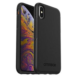 otterbox iphone xs and iphone x symmetry series case - black, ultra-sleek, wireless charging compatible, raised edges protect camera & screen
