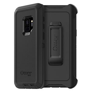 otterbox samsung galaxy s9 defender series case - black, rugged & durable, with port protection, includes holster clip kickstand