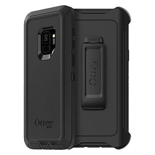 OtterBox Samsung Galaxy S9 Defender Series Case - BLACK, rugged & durable, with port protection, includes holster clip kickstand