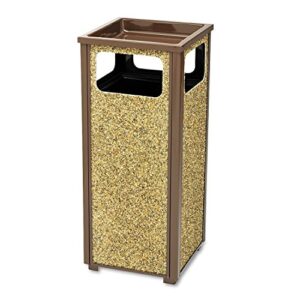 rubbermaid commercial rcp r12su-201pl aspen outdoor sand urn/litter receptacle, square, steel, 12 gal, brown